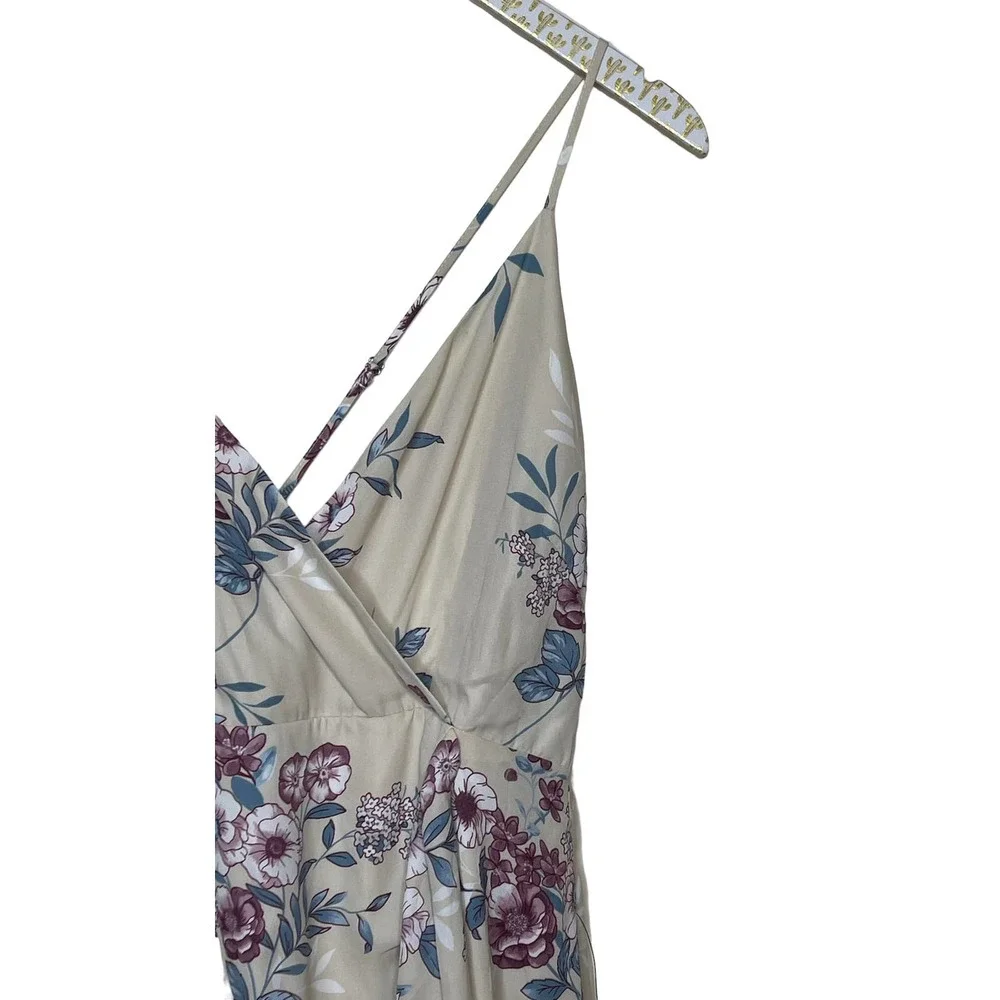 Lulus Maxi Dress Gild The Lily Beige Floral High Low Size Large Ruffle NWOT - Picture 5 of 8